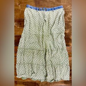 Jaded Gypsy Polka Dot Maxi Skirt in olive oreen